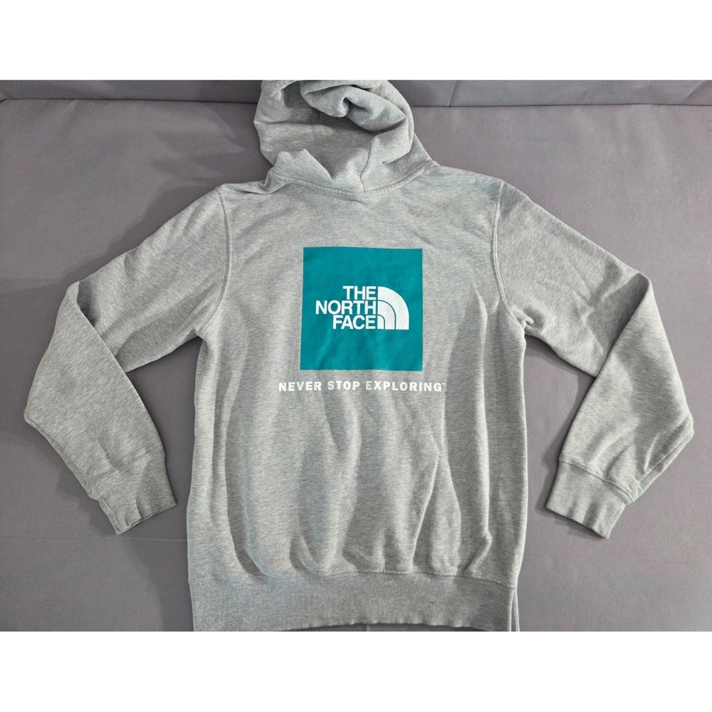 The North Face Jacket Mens Medium Gray Teal Hoodie Outdoor Active Pullover
